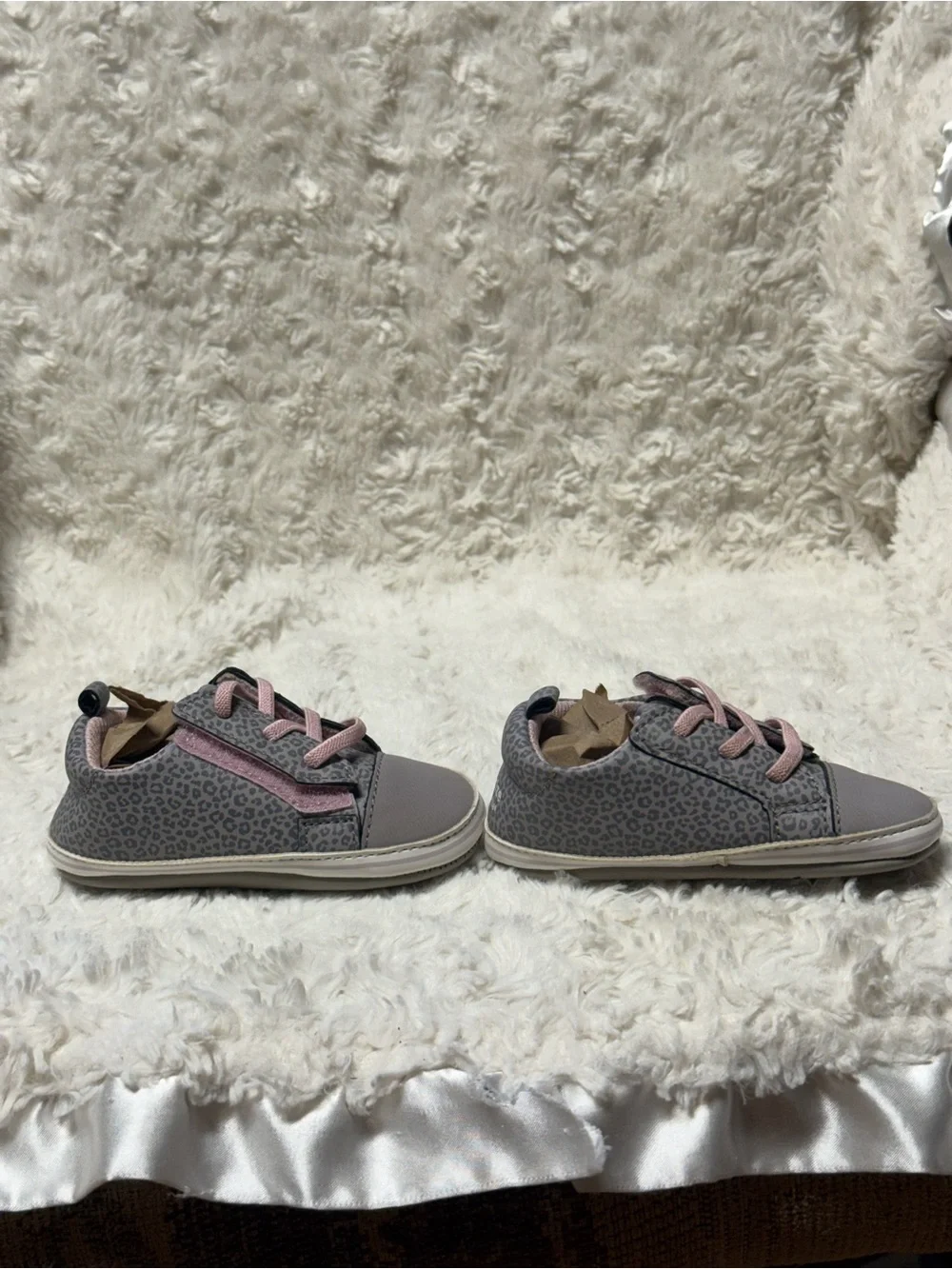 Stride Rite Surprize Girls Gray Leopard Pink Sneakers Shoes